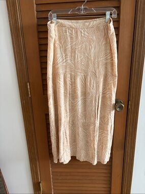 Nine West Peach Zebra-Print Maxi Skirt